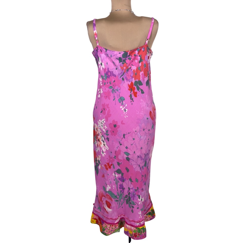 Vtg Jams World XL Floralee Pink Floral Midi Dress Hawaiian Resort Boho Ruffle - Picture 4 of 11